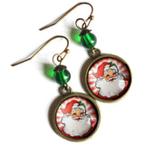 Retro Santa Earrings, Handmade in Detroit