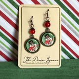 Retro Snowman Earrings, Handmade in Detroit