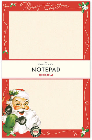 Christmas Notepad with Vintage Telephone Santa