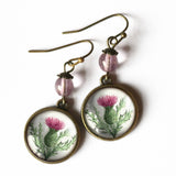 Scottish Thistle Shamrock Earrings, Handmade in Detroit