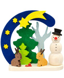German Christmas Ornaments: Winter Arches with Snowman Scenes