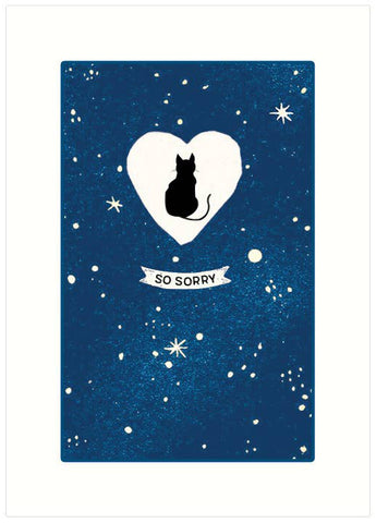 Sympathy/Condolence Card : Cat, Night Sky