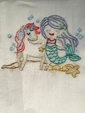 Millie's Tea Towels, Hand Embroidered: Mermaids (8 to choose from)