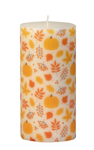 Autumn Leaves Pillar Candle, 6" x 3"