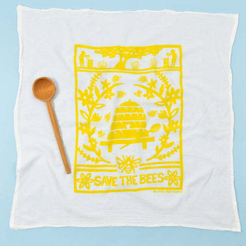 Flour Sack Tea Towels: Save the Bees