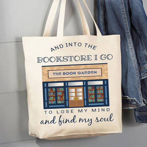 Canvas Tote Bag: Into the Bookstore I Go