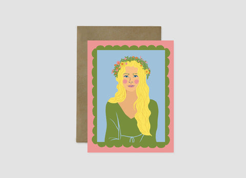 Scandinavian Midsummer Girl Greeting Card