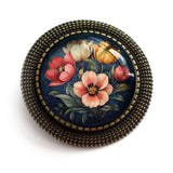 Tulips Glass Cabochon Brooch, Handmade in Detroit