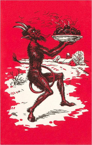 Postcard: Krampus Serving Steaming Apples