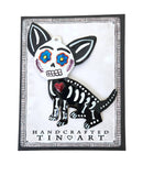 Mexican Tin Ornament: Calavera Dog, Chihuahua
