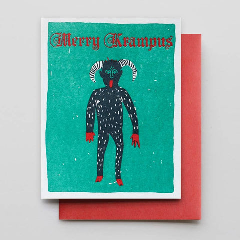 Merry Krampus Card, Letterpress Printed
