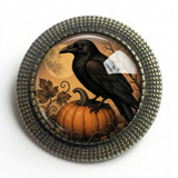 Harvest Moon Raven Brooch, Handmade in Detroit