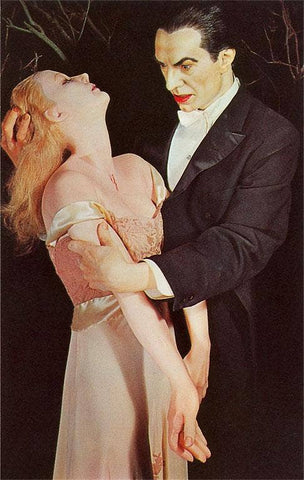 Postcard: Waxwork Dracula and Victim