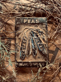 Blackened Wax Primitive Folk Art: Peas Seed Packet