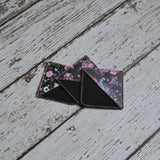 Corner Bookmark, Embroidered: Black Florals