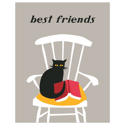 Greeting Card: Best Friends Cat & Book