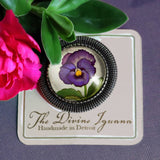 Purple Pansy Brooch, Handmade in Detroit