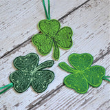 Shamrock Felt Ornament, Embroidered
