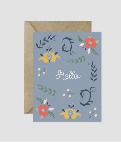 Scandi Greeting Card: Folk Art Hello