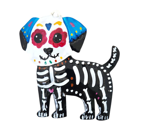 Mexican Tin Ornament: Calavera Dog, Standing