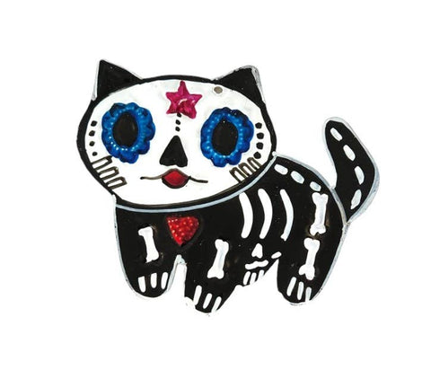 Mexican Tin Ornament: Day of the Dead Cat