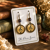 Treble Clef Glass Cabochon Earrings, Handmade in Detroit