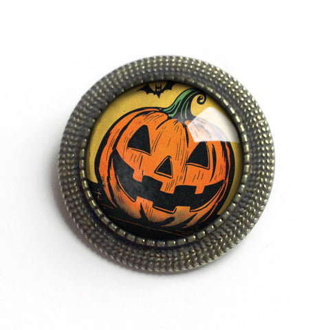 Retro Jack O' Lantern Brooch, Handmade in Detroit