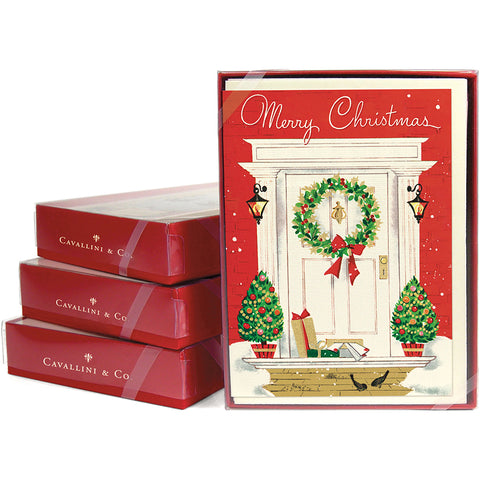 Christmas Boxed Cards with Vintage Front Door Wreath