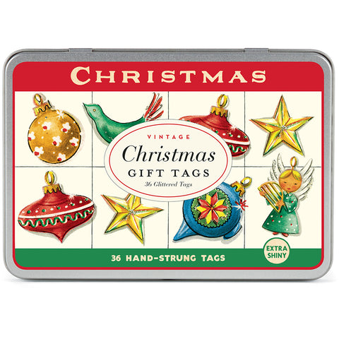 Vintage Ornaments Gift Tags in a Tin, Set of 36 Reproductions