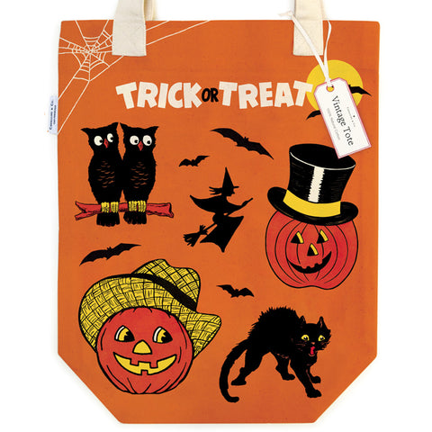 Cotton Canvas Tote Bag: Vintage Trick or Treat