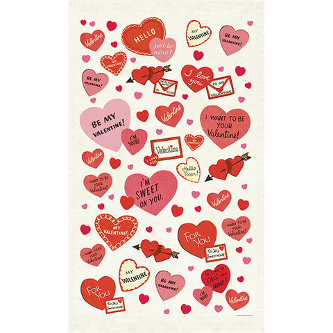 Vintage Valentine Hearts Tea Towel