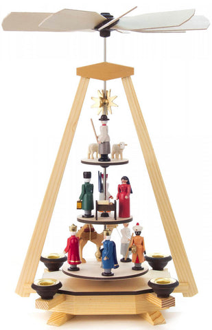 German Christmas Pyramid: Nativity Tower, 3 Tier