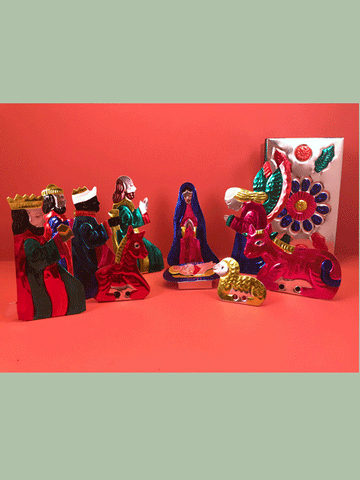 Mexican Tin Nativity in Box