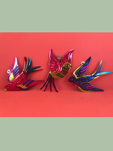 Mexican Tin Ornaments: Song Birds
