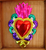 Mexican Tin Repousse Hearts