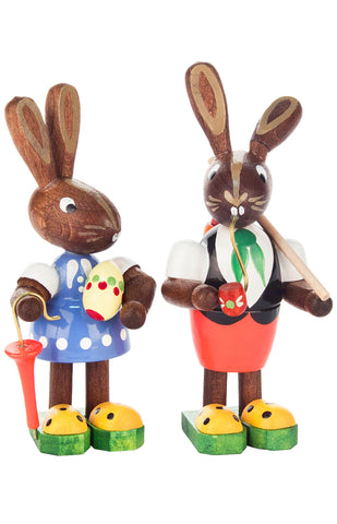 Handmade Wooden Bunny Couple from Germany