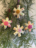 Mexican Hand Embroidered Snowflake Ornaments