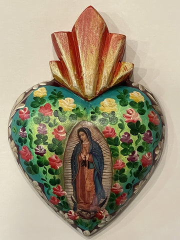 Tin Sacred Heart with Our Lady of Guadalupe