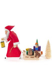 German Christmas Ornament: Hand Carved Father Christmas with Sled (Weihnachtsmann mit Schlitten)