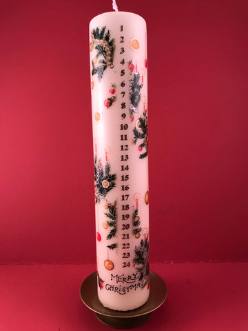 Advent Pillar Candle: Merry Christmas