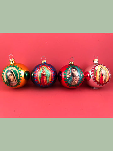 Mexican Glass Ornaments: Our Lady of Guadalupe