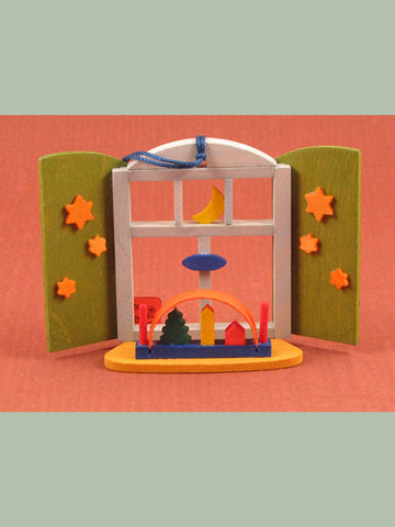 German Christmas Ornament: Window with Candle Arch