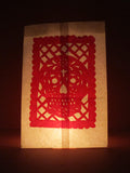 Paper Luminarias with Papel Picado for Dia de Muertos, set of 4