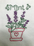 Millie's Tea Towels, Hand Embroidered: Herb Collection (10 to choose from)