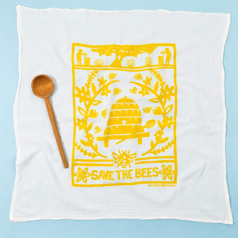Flour Sack Tea Towels: Save the Bees