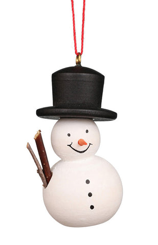 German Christmas Ornament: Snowman Painted