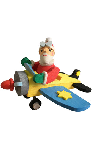 German Christmas Ornament: Prop Plane Santa