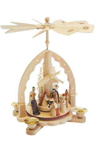 German Christmas Pyramid: Nativity with Magi & Shepherds