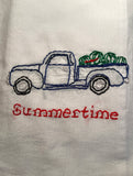 Millie's Tea Towels, Hand Embroidered: Vintage Seasonal Trucks (4 to choose from)