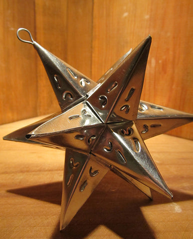 Mexican Tin Ornaments: Moravian Star, Miniature in Silver